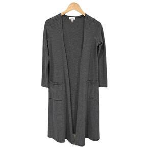 LuLaRoe Pockets Long Sleeve Black and Gray Striped Open Cardigan Duster Size XS